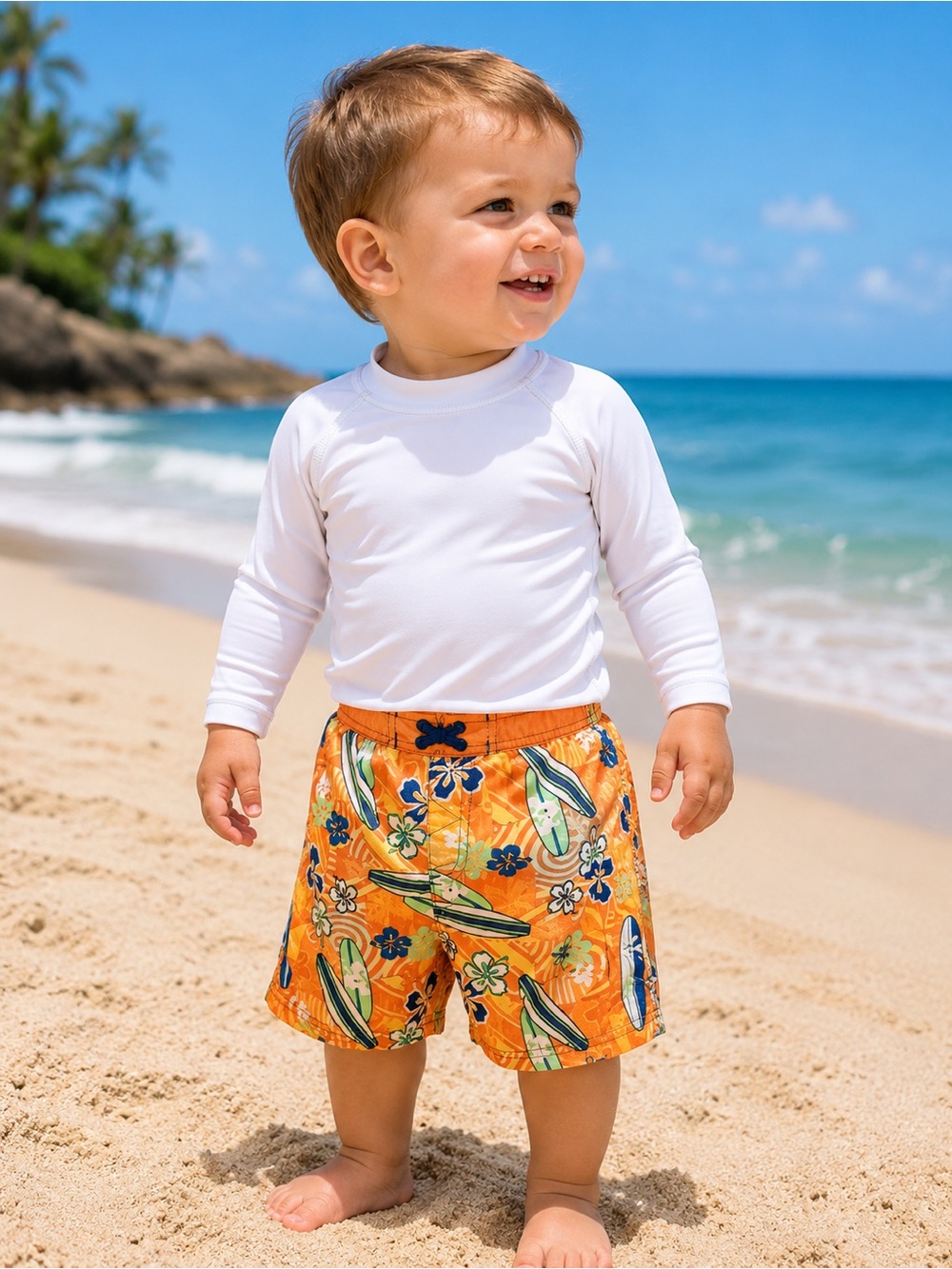 SAND N SUN Infants 24M Swim Trunks Surfer Dude 🏆